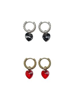 L’OMBRILLANT Heart Two-Way Silver Earrings (2 Colors)