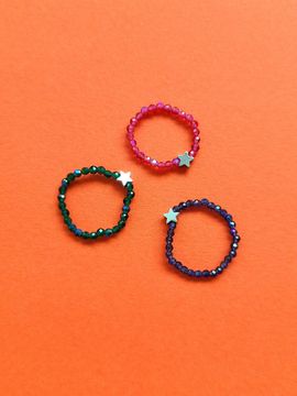 L’OMBRILLANT Hologram Crystal Star Metal Ring Set