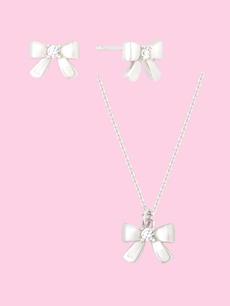 L’OMBRILLANT Marvel Ribbon Cubic Earrings and Necklace Set