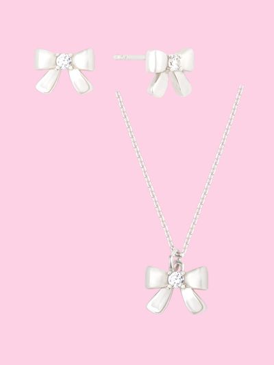 L’OMBRILLANT Marvel Ribbon Cubic Earrings and Necklace Set