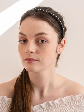 L’OMBRILLANT Pearl Satin Delicate Width Headband