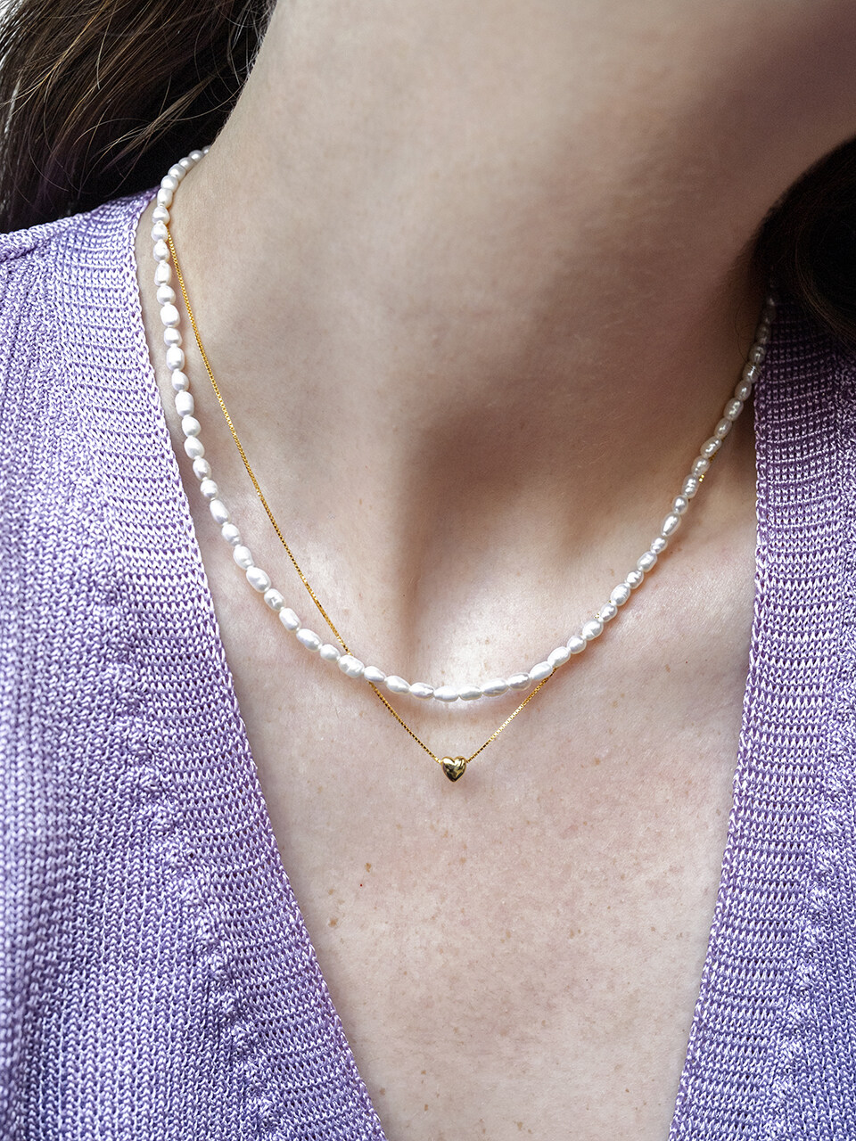 L’OMBRILLANT Petit Heart Pearl Necklace Set