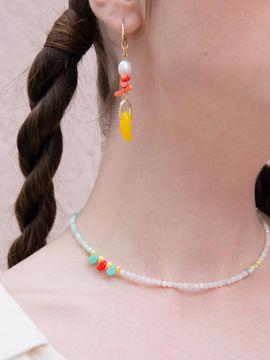 L’OMBRILLANT Seashell Pearl Glass Pendant Necklace [GREEN]