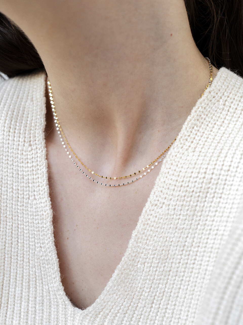 L’OMBRILLANT Silver Chain Necklace Set
