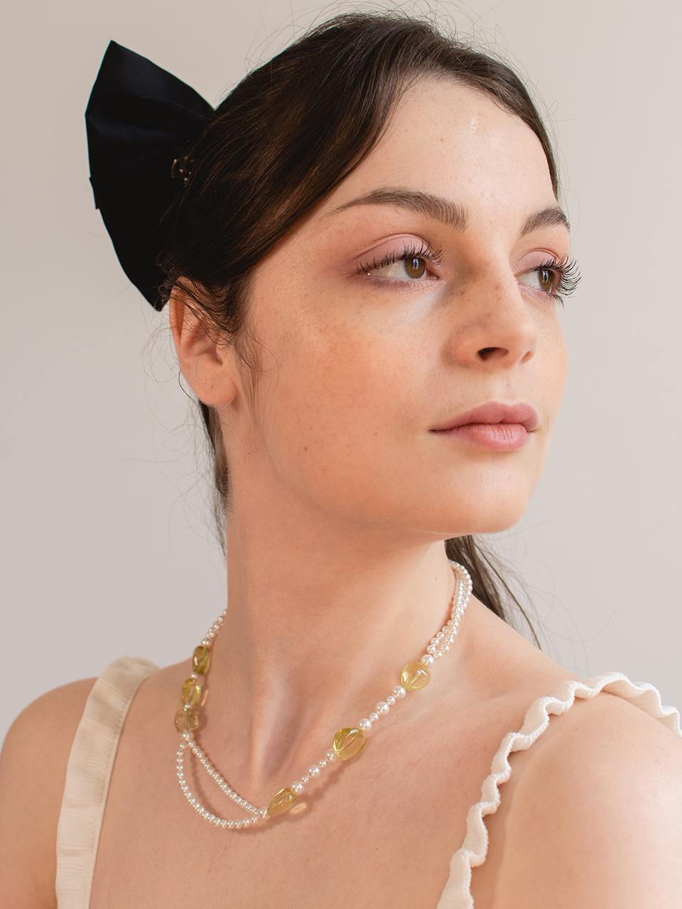 L’OMBRILLANT Yellow Quartz Pearl Necklace