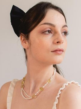 L’OMBRILLANT Yellow Quartz Pearl Necklace