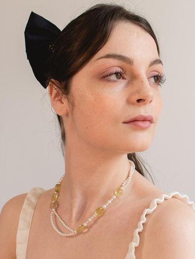 L’OMBRILLANT Yellow Quartz Pearl Necklace