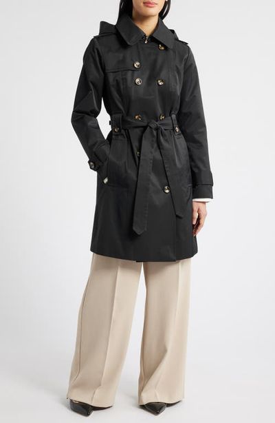 London Fog London Fog Missy Hooded Belted Trench Coat