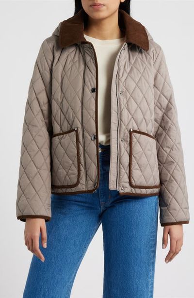 London Fog London Fog Water Resistant Corduroy Trim Quilted Coat