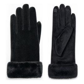 London Fog London Fog Women's Velvet Glove with Faux Fur Cuff