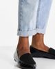 London Rebel Leather Wide Fit London Rebel wide fit pointed flat loafers in black - 1