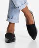 London Rebel Leather Wide Fit London Rebel wide fit pointed flat loafers in black - 2