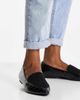 London Rebel Leather Wide Fit London Rebel wide fit pointed flat loafers in black - 3
