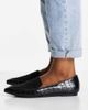London Rebel Leather Wide Fit London Rebel wide fit pointed flat loafers in black - 4