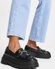 London Rebel Leather Wide Fit London Rebel wide fit snaffle apron loafer in black croc - 1