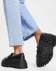 London Rebel Leather Wide Fit London Rebel wide fit snaffle apron loafer in black croc - 2