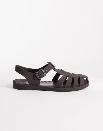 London Rebel London Rebel Abby caged flat sandals in matte chocolate-Brown