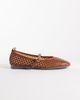 London Rebel London Rebel Alba cut out ballet flats with buckle straps in brown - 1