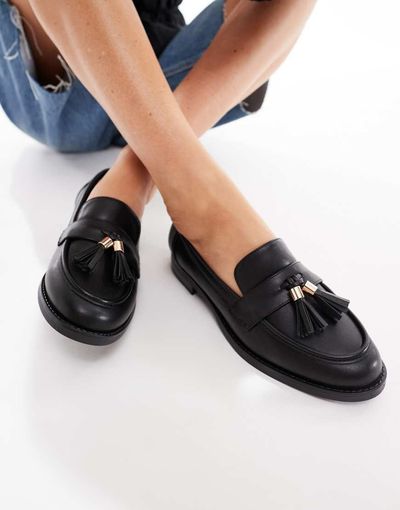 London Rebel London Rebel Amelia tassel penny loafers in black