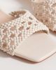 London Rebel London Rebel Anita block heeled woven sandals in cream-White - 4