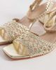 London Rebel London Rebel Anita block heeled woven sandals in gold - 2