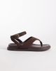 London Rebel London Rebel Anya thong sandals with ankle strap and buckle detail in choc micro-Brown - 1
