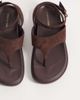 London Rebel London Rebel Anya thong sandals with ankle strap and buckle detail in choc micro-Brown - 2