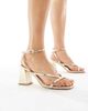 London Rebel London Rebel Aria strappy mid block heeled sandals in gold - 1