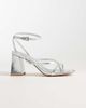 London Rebel London Rebel Aria strappy mid block heeled sandals in silver - 1