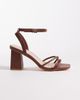 London Rebel London Rebel Ash strappy mid block heeled sandals in chocolate-Brown - 1