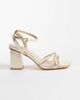 London Rebel London Rebel Ash strappy mid block heeled sandals in gold - 1