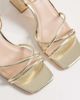 London Rebel London Rebel Ash strappy mid block heeled sandals in gold - 4