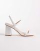 London Rebel London Rebel Ash strappy mid block heeled sandals in white - 1