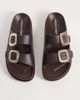 London Rebel London Rebel Astra double buckle sandals in chocolate-Brown - 2