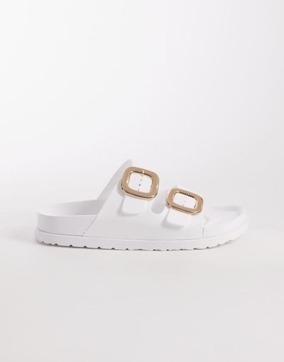 London Rebel London Rebel Astra double buckle sandals in white