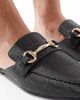 London Rebel London Rebel buckle loafer mule in raffia black - 3