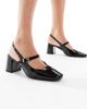 London Rebel London Rebel Camila buckle detail sling back mid heeled sandals in black - 1