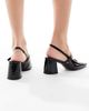 London Rebel London Rebel Camila buckle detail sling back mid heeled sandals in black - 4