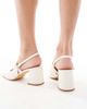 London Rebel London Rebel Camila buckle detail slingback mid heeled sandals in cream-White - 3