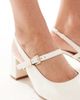 London Rebel London Rebel Camila buckle detail slingback mid heeled sandals in cream-White - 4