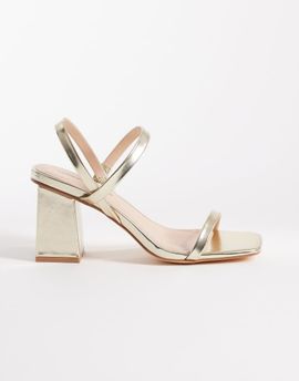 London Rebel London Rebel Cara strappy mid block heel sandals in gold