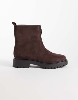 London Rebel London Rebel Carolina faux suede chunky zip front ankle boots in brown