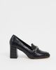 London Rebel London Rebel chain detail heeled loafers in black croc - 1