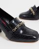 London Rebel London Rebel chain detail heeled loafers in black croc - 4