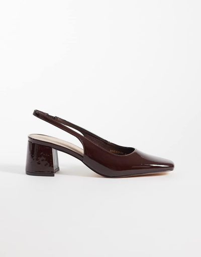 London Rebel London Rebel Clancy sling back mid heeled sandals in dark brown