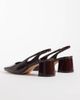London Rebel London Rebel Clancy sling back mid heeled sandals in dark brown - 4