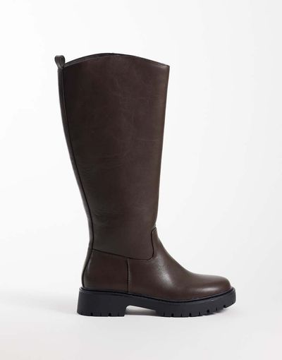 London Rebel London Rebel Clove chunky knee boots in brown