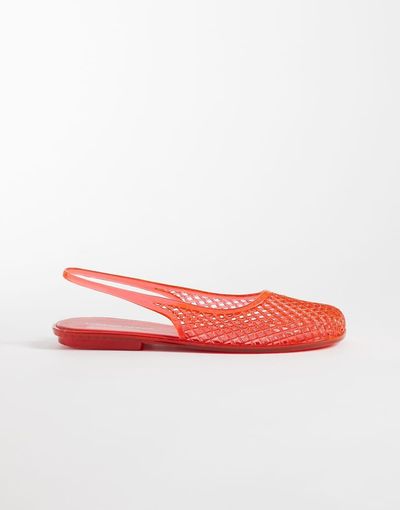 London Rebel London Rebel Dawn caged ballet flats with strap and buckle detail in red jelly-Yellow