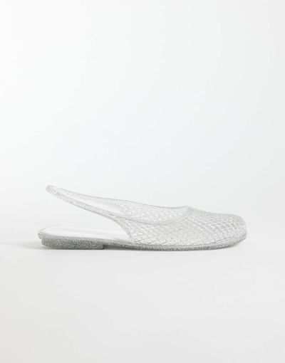 London Rebel London Rebel Dawn caged slingback shoes in silver glitter jelly