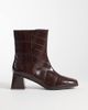 London Rebel London Rebel Delta mid ankle boots in chocolate croc-Brown - 1